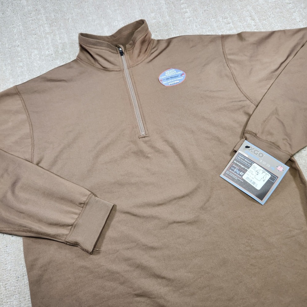 XGO Sweatshirt Men Large 4 Way Stretch Fleece Baselayer Coyote Brown Quick Dry